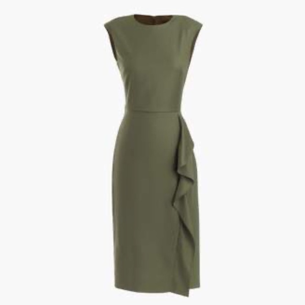 J. Crew Ruffled sheath dress in Super 120s wool